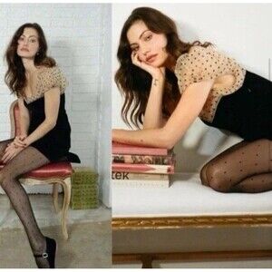 Y2K coquette dark academia Heirloom Velvet Tulle Puff Sleeve Flocked Dress Med